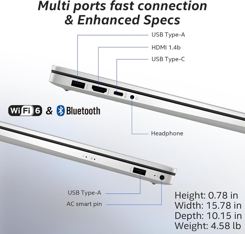 HP 17 inch laptops, AMD Ryzen 5 7430U(Beats i7-1355U), 20GB RAM 512GB NVMe SSD, Windows 11 Pro + Office 365 for the Web, 17.3" FHD IPS, USB-C, Numeric Keyboard, w/AI Voice Recorder