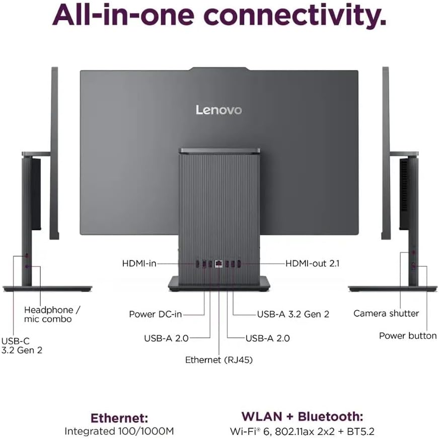 Lenovo IdeaCentre All-in-One Desktop Computer, 24" FHD Display, 6-core AMD Ryzen 5 7535HS, 16GB DDR5, 512GB SSD, Wi-Fi 6, HDMI in&Out, Wireless KB&Mouse, Windows 11 Home