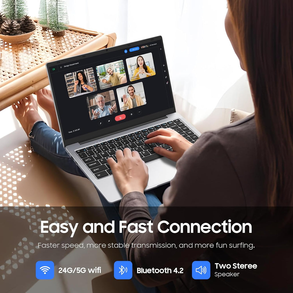 EYY 15.6" Laptop Computer, Win 11 Laptop with 100% sRGB FHD Display, 8GB RAM 256GB SSD, Celeron n4000 Processor Laptops, Office Suite, HDMI, USB 3.0, 2.4/5G WiFi, 5000mAh Battery, Study Work Computer