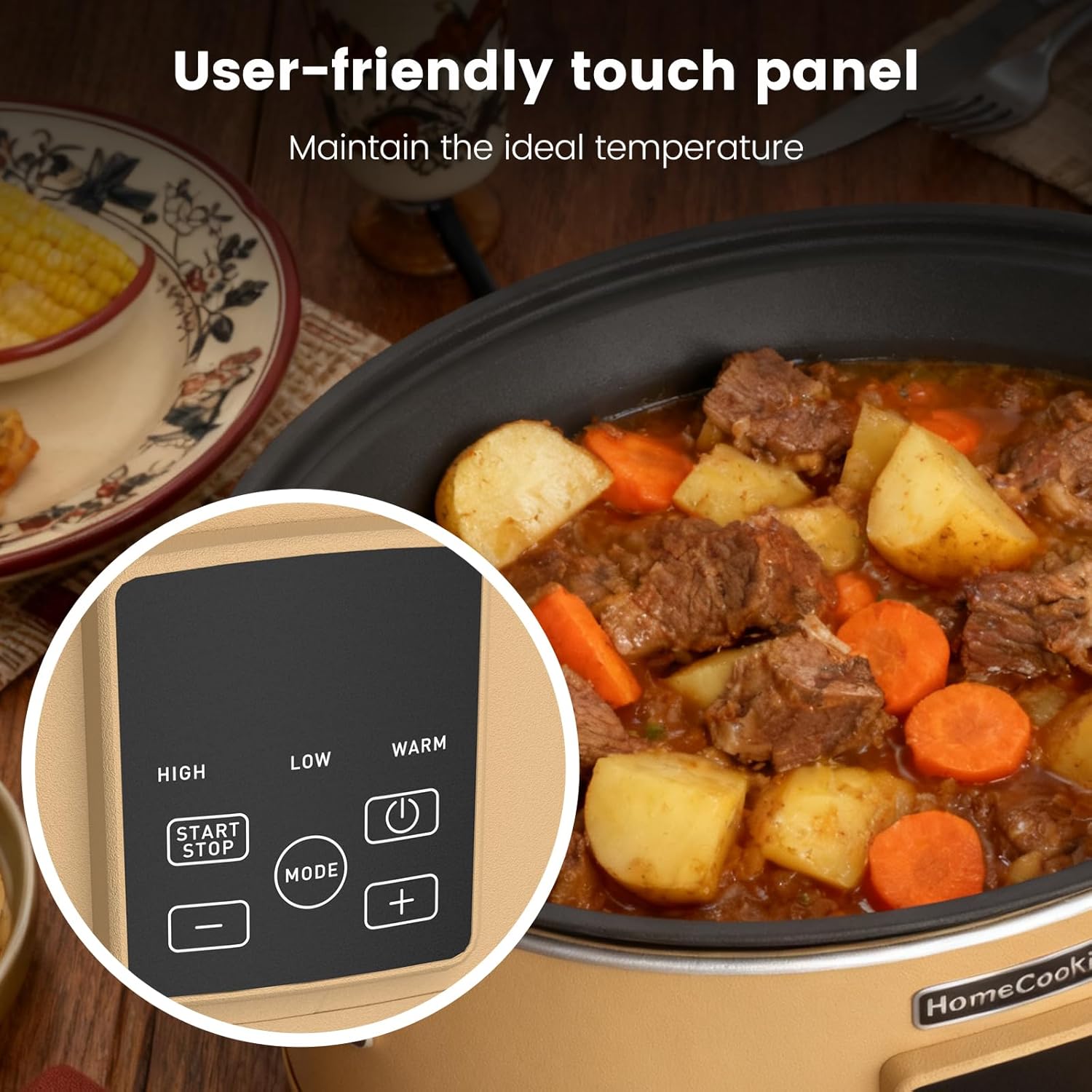HOMECOOKIN Slow Cooker, Extra Large 10 Quart Programmable Slow Cookers, Dishwasher Safe Glass Lid & Crock, Kitchen Appliance for Families and Gatherings, Brown