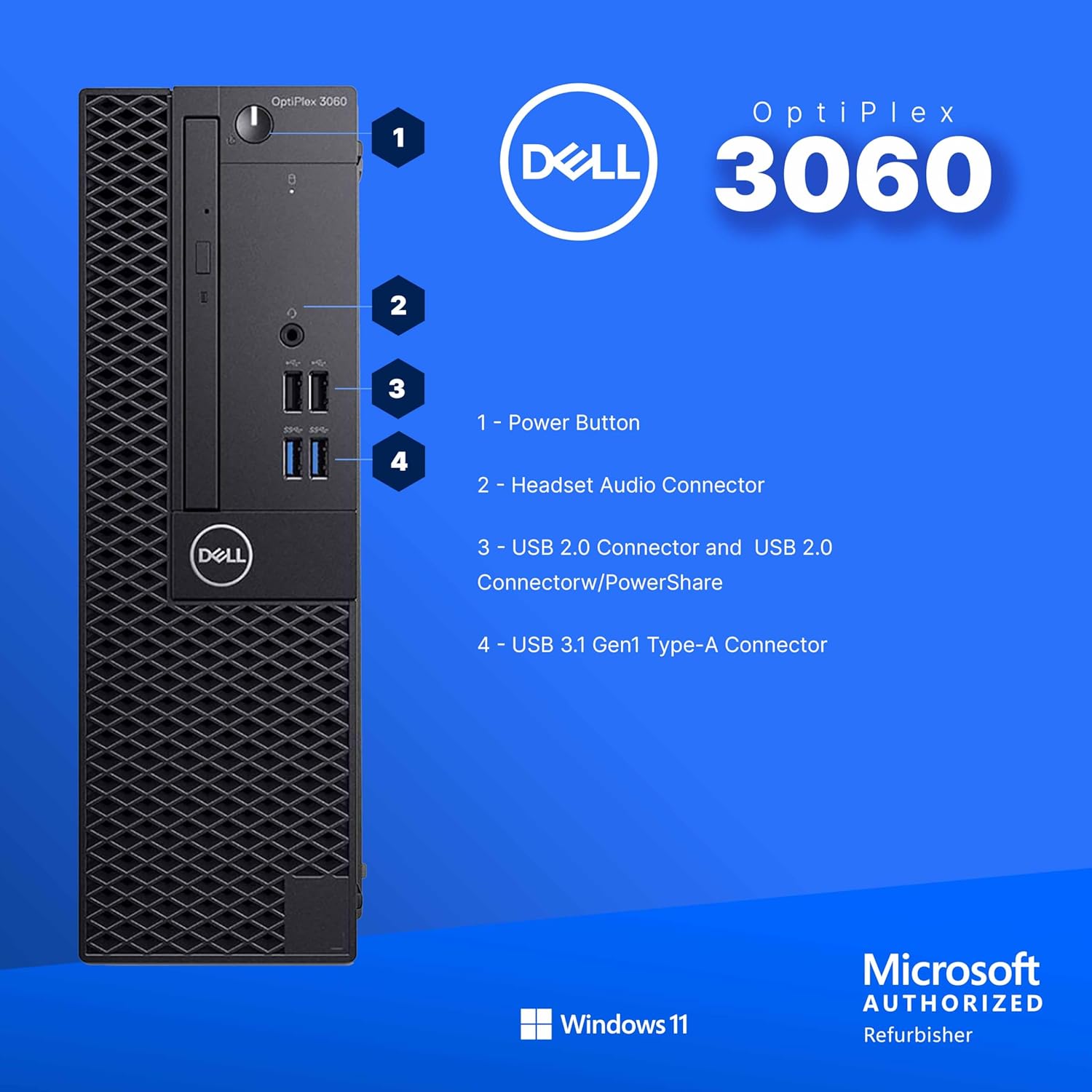 Dell OptiPlex 3060 Desktop PC | Intel Core i5 8th Gen Hexa Core | 16GB RAM | 1TB SSD | Windows 11 Pro | 24" LCD Monitor | WiFi + Bluetooth | RGB Speaker | (Renewed)