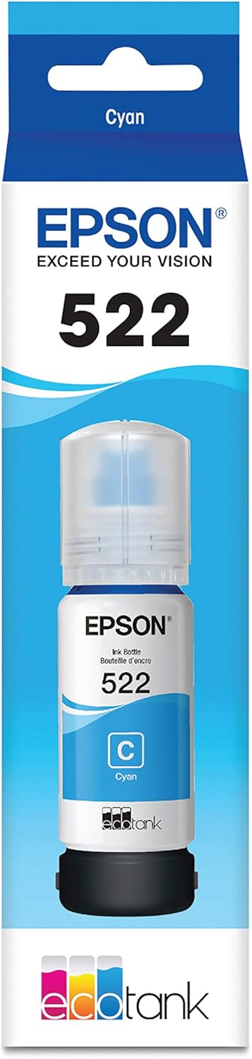 Epson EcoTank ET-15000 Wireless Color All-in-One Supertank Printer & 522 EcoTank Ink Ultra-high Capacity Bottle Cyan (T522220-S)