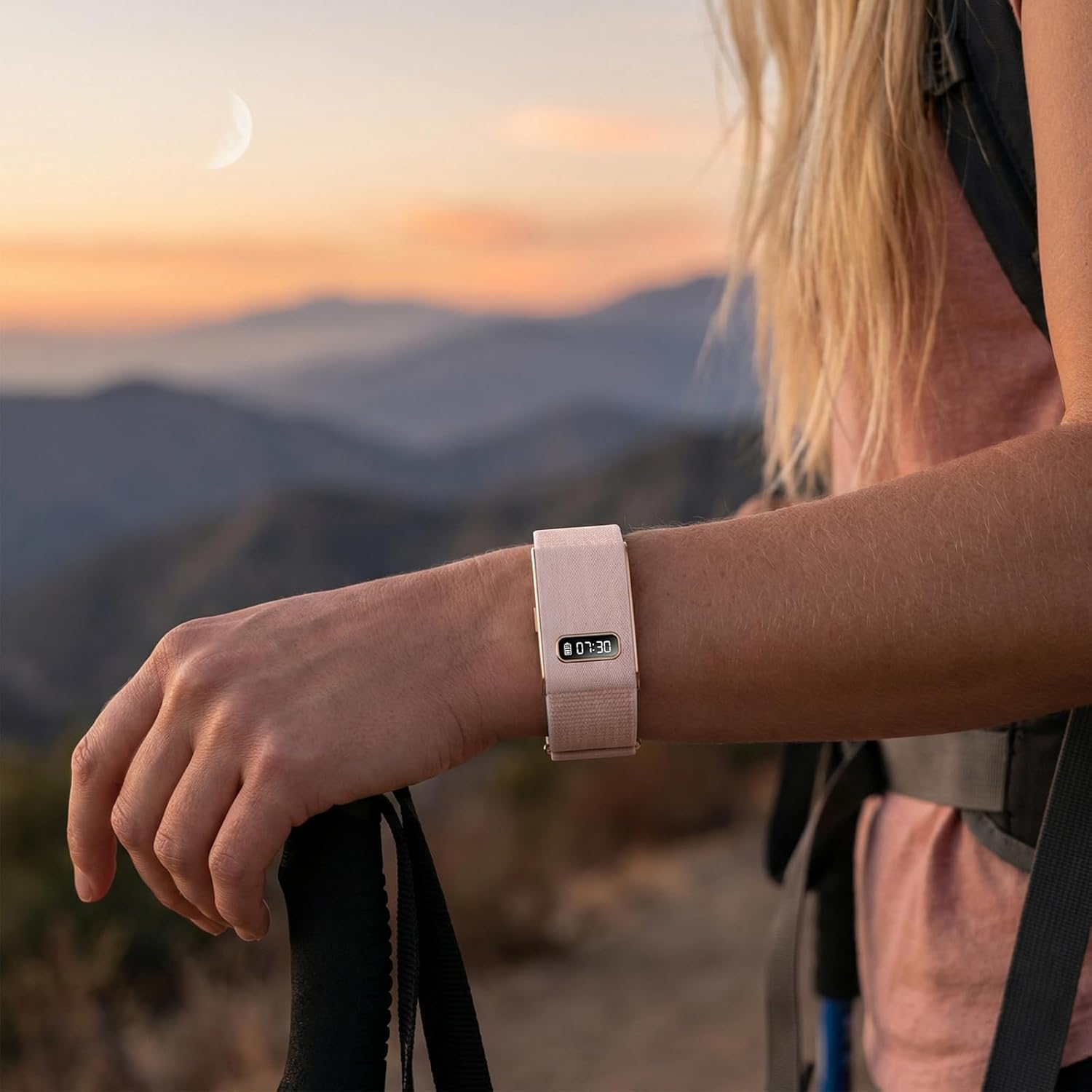 Innovative Design Smart Bracelet with Tiny LED Screen, 50+ Days Ultra-Long Battery Fitness Tracker, 24/7 (STEP/HR/SpO2) Monitor, AI Analysis & Free App – Health Tracker for IOS & Android (Rose Gold)