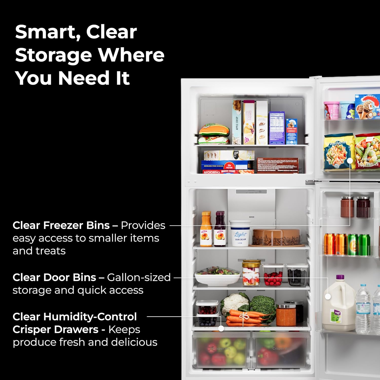 Kenmore 30" Top Mount Refrigerator with Freezer - Adjustable Shelving, Humidity-Controlled Crispers, LED Lighting, ENERGY STAR Certified, Garage Ready, 18.1 cu. ft. Capacity - White