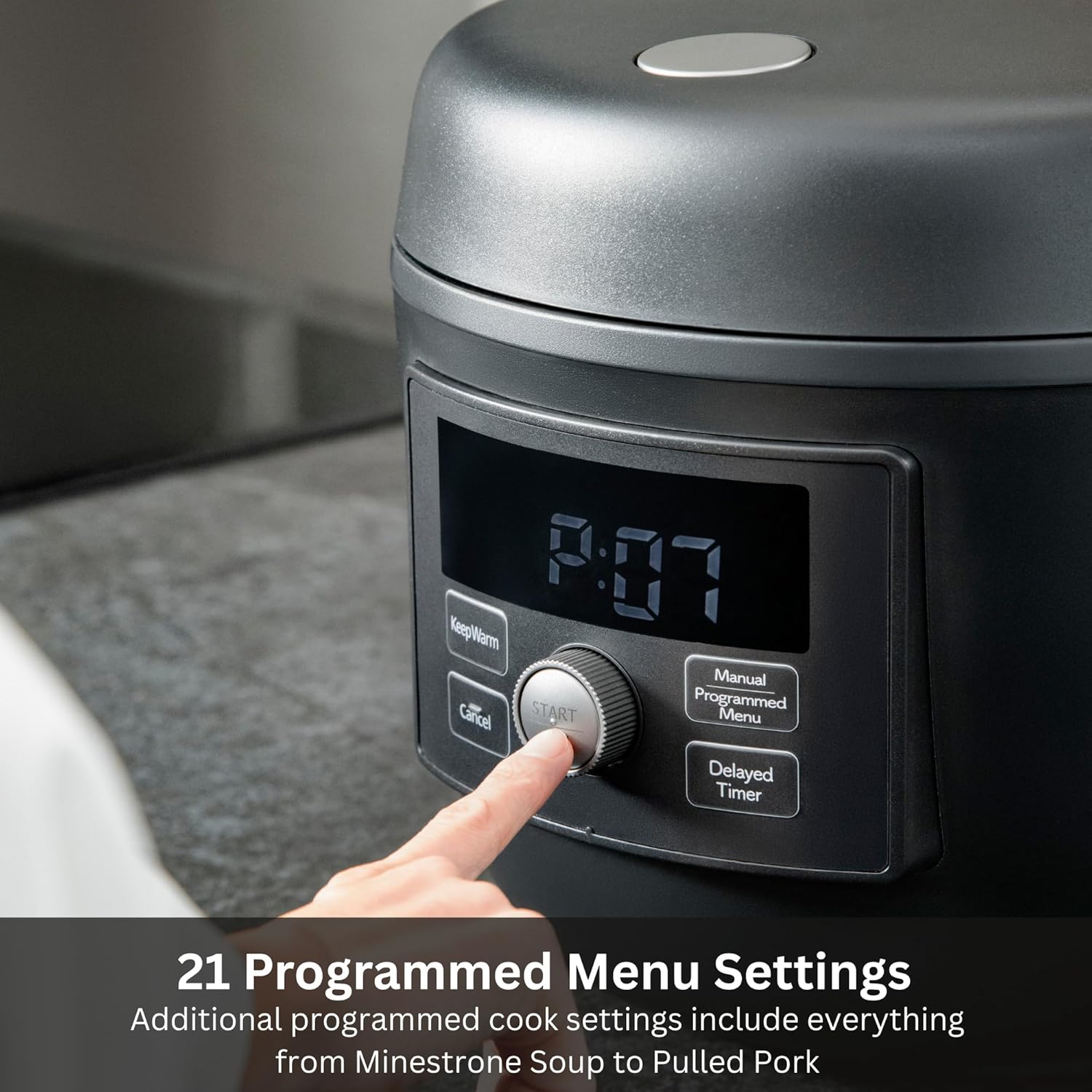 Tiger COL-A40U 2.6-Quart Compact 8-in-1 Electric Multi-Cooker with 21 Programmed Menus (Black)