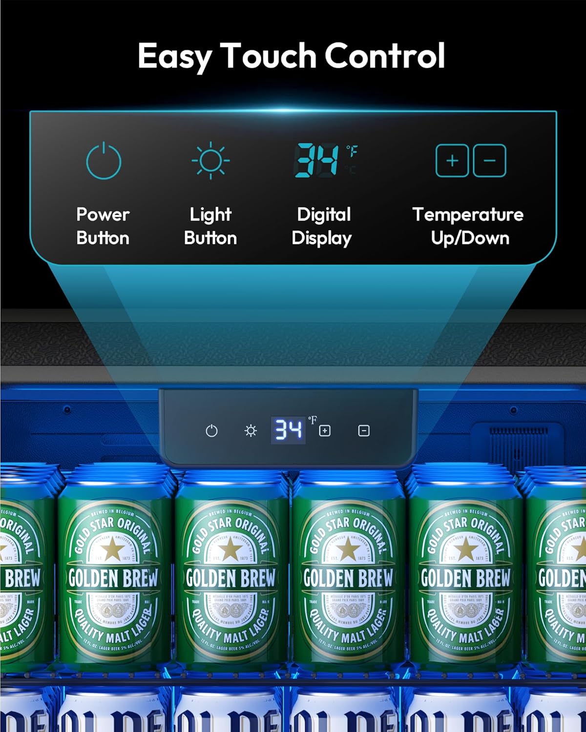 EUHOMY Mini Fridge 130 Can Beverage Refrigerator Cooler Glass Door for Soda Wine Beer, Beverage Cooler for Home, Bar, Office with Digital Temperature Control Adjustable Shelves, 3.2 Cu.Ft, Silver