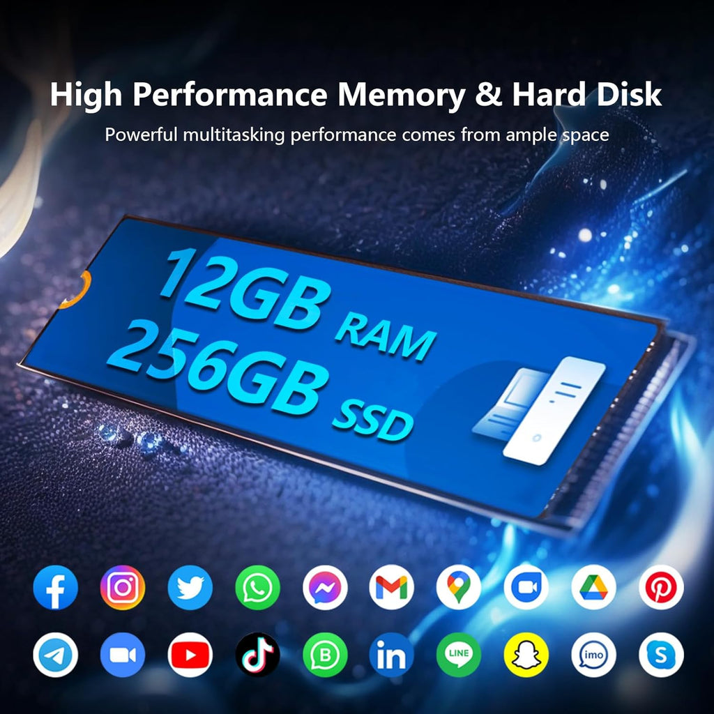 10.1" 2 in 1 Tablet/Laptop Computer, 12GB RAM+256GB SSD, Touchscreen Laptops with Stylus and Keyboard, M3-8100Y Processor(up to 3.40GHz), Backlit Keyboard,WiFi 5, BT 5, HDMI, Dual Camera