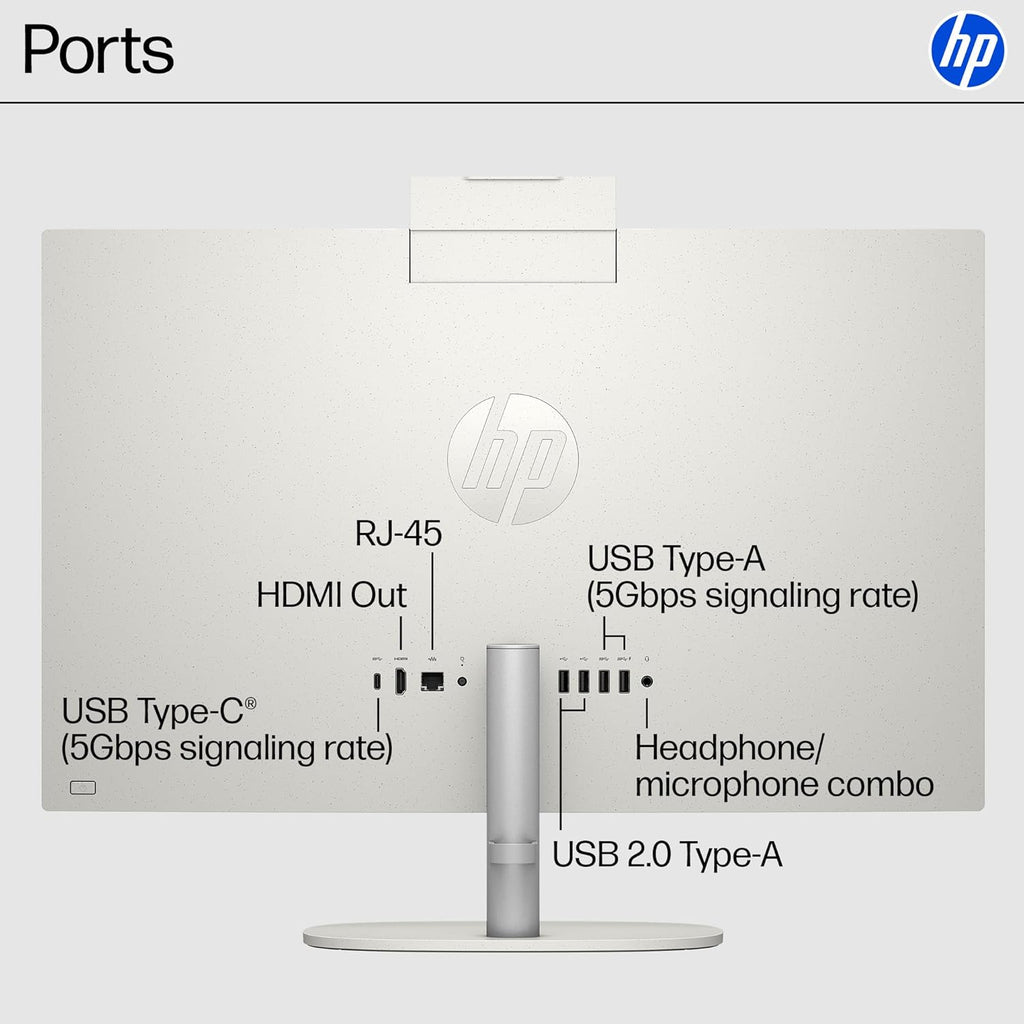 HP 27 inch All-in-One Desktop PC, FHD Touchscreen, AMD Ryzen 5 7520U, 8 GB RAM, 512 GB SSD, AMD Radeon Graphics, Windows 11 Home, Shell White, 27- cr0160 (2025)