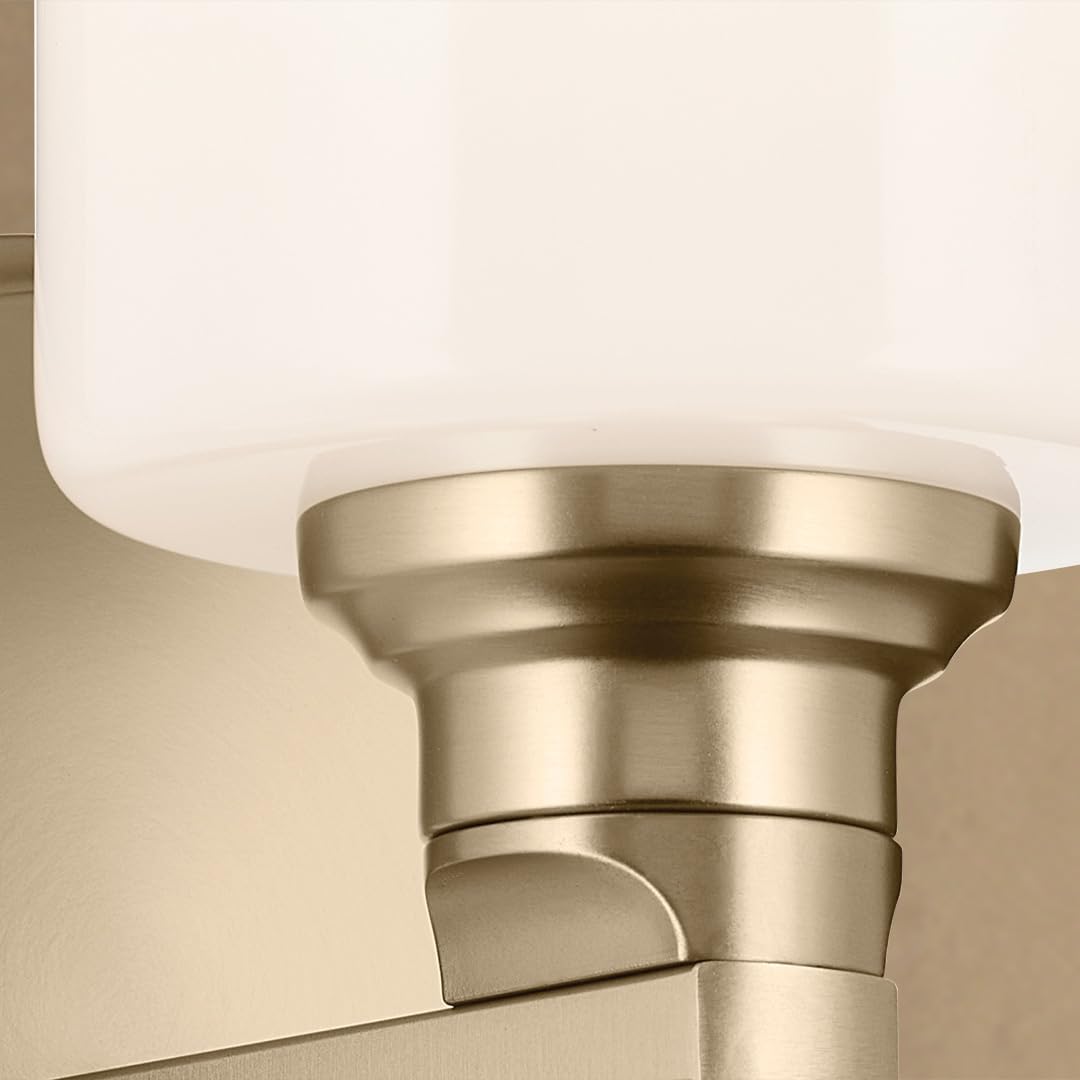 Kichler Gioe 5" 1-Light Wall Sconce Bathroom Vanity Light with Opal Glass in Champagne Bronze, Damp Rated for Powder Room, Kitchen, Hallway, Bedroom (5" W x 9.5" H), 55224CPZ