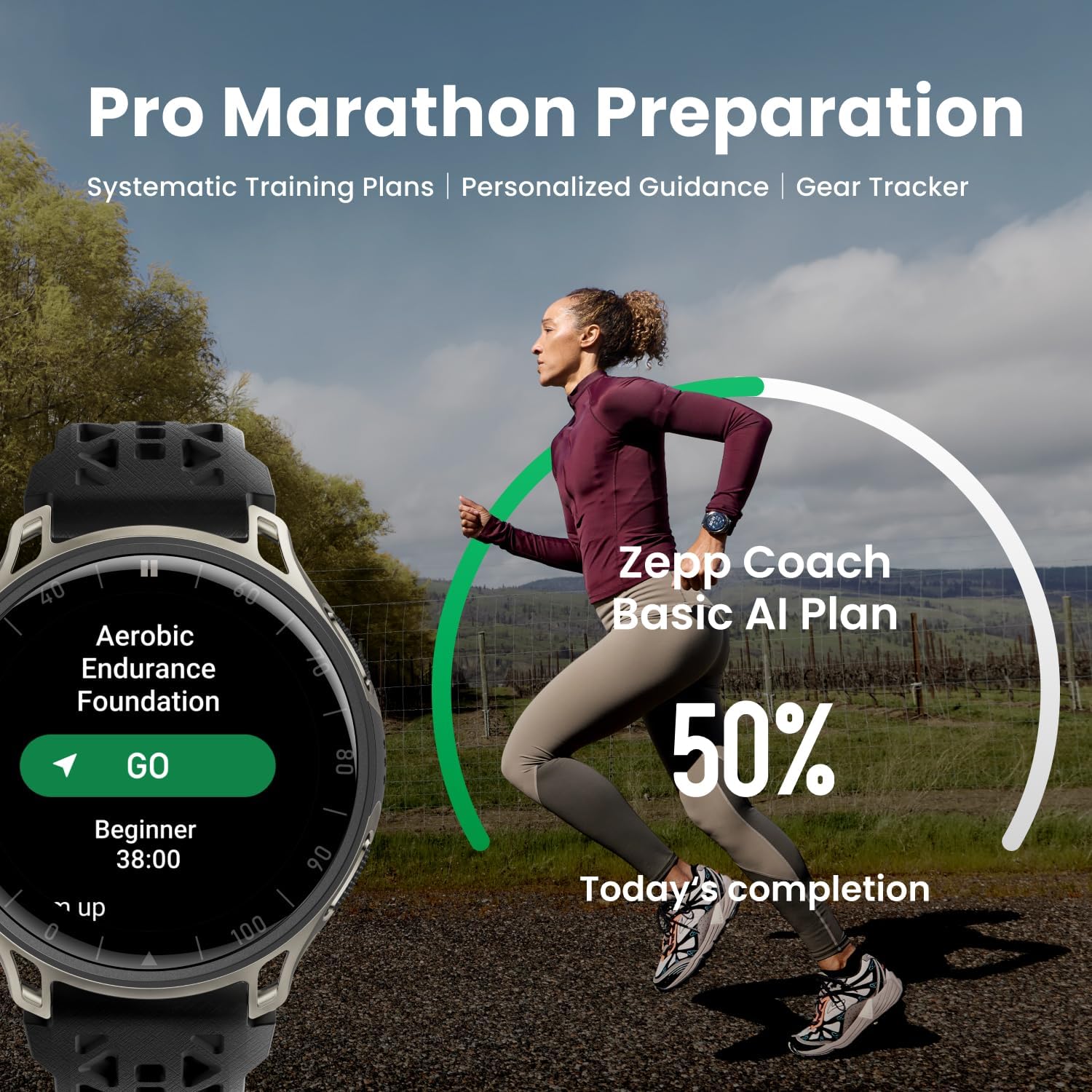 Amazfit Cheetah 2 Pro 48mm GPS Running Smartwatch, 1.32" AMOLED Display, Sapphire Glass, Ti Case, 32GB Storage, 20 Days of Battery, 5 ATM, Flashlight, Offline Maps, 170+ Sports for Android & iPhone