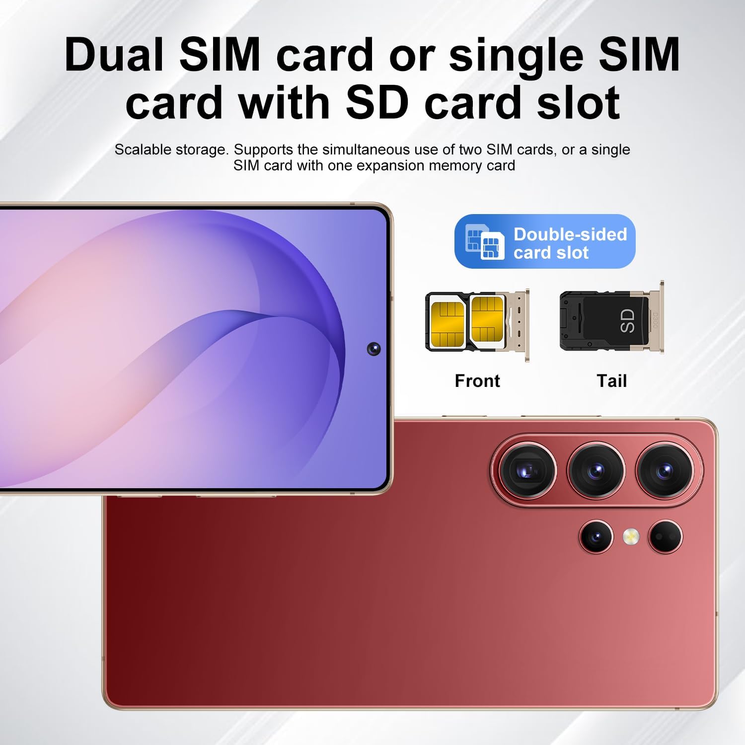 I26 Ultra Unlocked Phone: Built-in Stylus, 12GB+512GB, Snapdragon 8 Gen 3 | 108MP Camera & 6800mAh Battery | 5G Android 15 (Titanium Rosered)