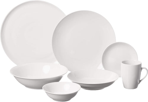 10 Strawberry Street 52 Pc Coupe Dinnerware Set, Service for 8, White,SM-5200-CP-W