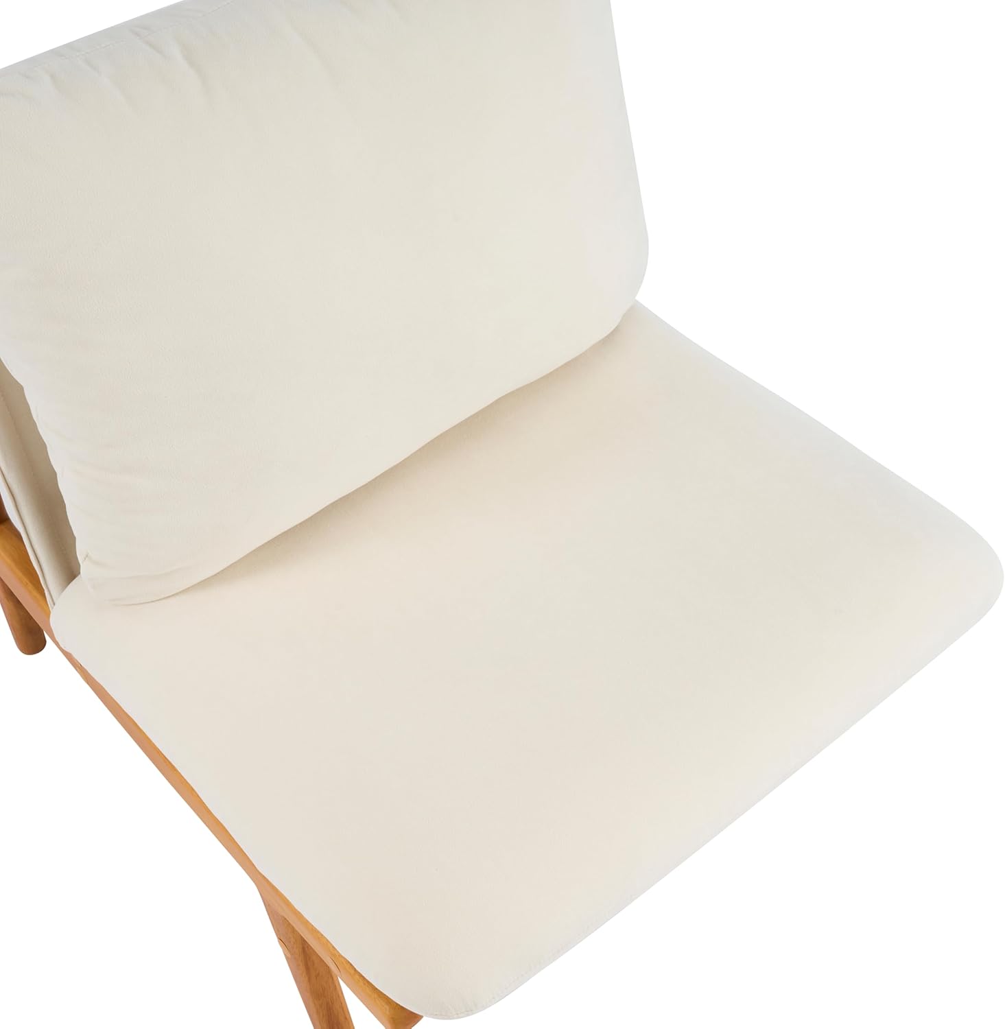 Christopher Knight Home Vista Low Profile Accent Chair Set of 2 with Removable Cushion, Solid Wood Armless Lounge Chair, Fabric Comfy Reading Chair for Bedroom, Beige+Natural