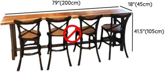 RUNNUP Industrial Bar Table, Solid Wood Sofa Table with Footrest for Living Room Window Coffee Shop, Without Chairs 79" L x 18" W x 41.5" H