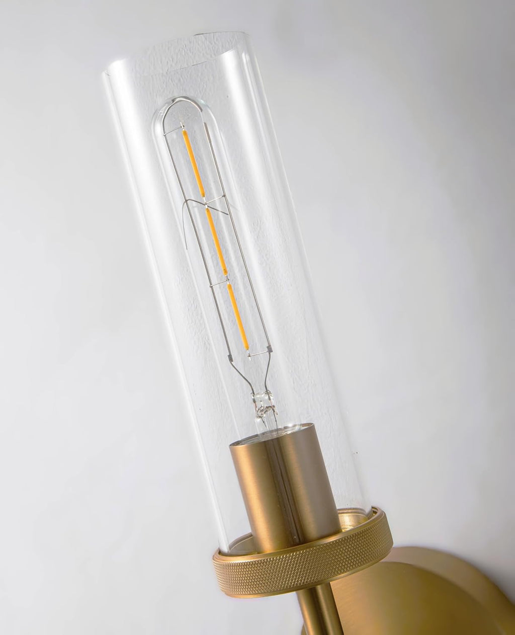 15 Inch Brushed Gold Sconces Set of 2, Brass Gold Bathroom Wall Sconces with Clear Glass Shade Hardwired (Bulb Included)
