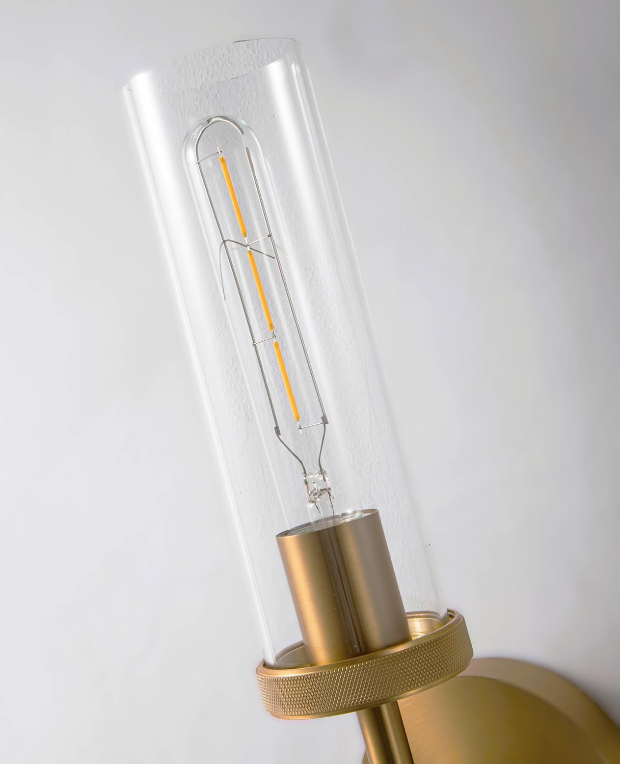 15 Inch Brushed Gold Sconces Set of 2, Brass Gold Bathroom Wall Sconces with Clear Glass Shade Hardwired (Bulb Included)