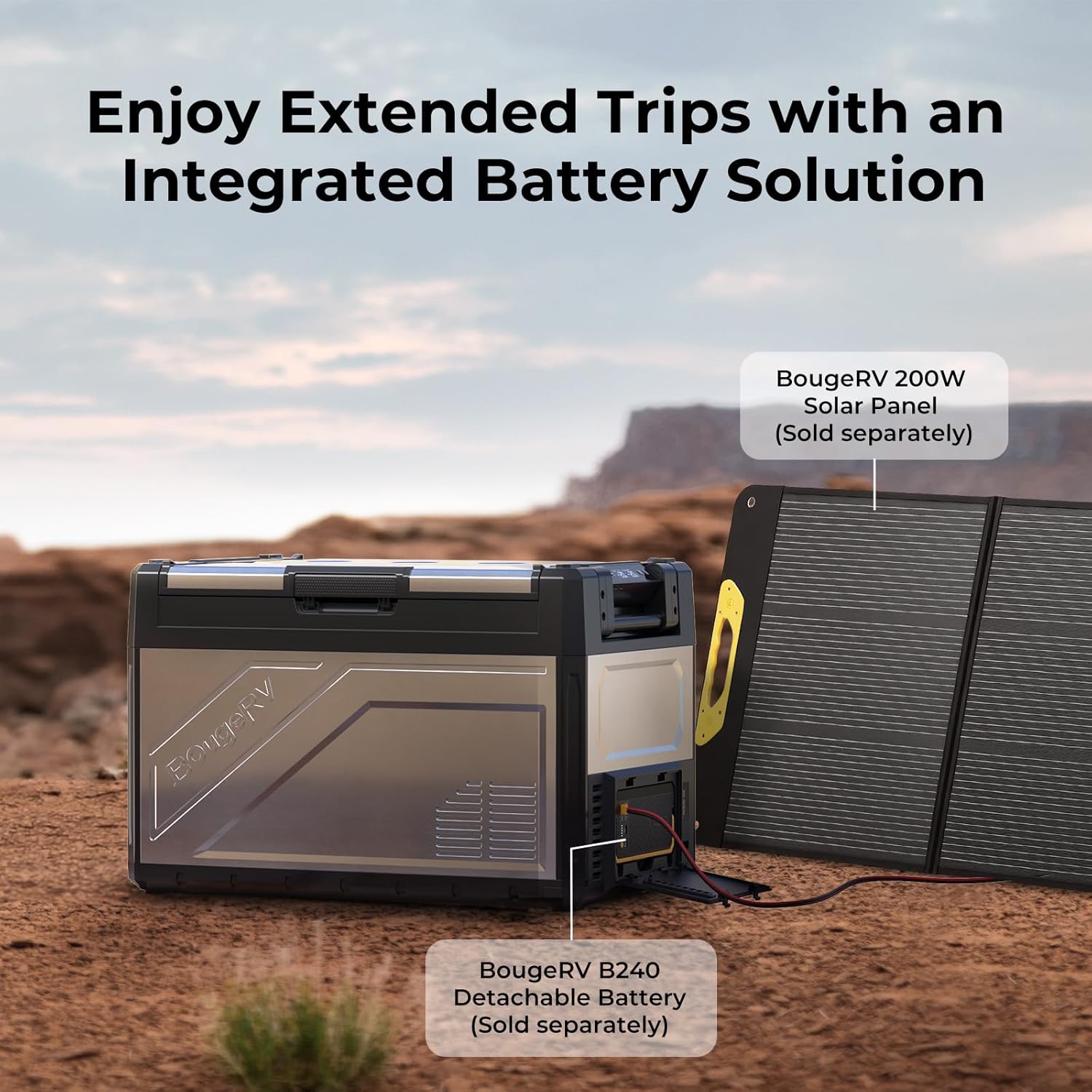 BougeRV 12 Volt Portable Refrigerator, 55 Quart Dual Zone Car Fridge Freezer with APP Control, Compressor Cooler 12/24V DC, 110~240V AC for Overlanding, Camping, Travel, RV(2026 New Model: Rocky V3.0)