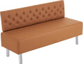 OmySalon Waiting Room Bench with Back, 58.6'' Office Guest Chair Upholstered Reception Seating, Lobby Furniture for Beauty Salon Barbershop Airport Bank Hall Room Conference, Button Tufted, Brown