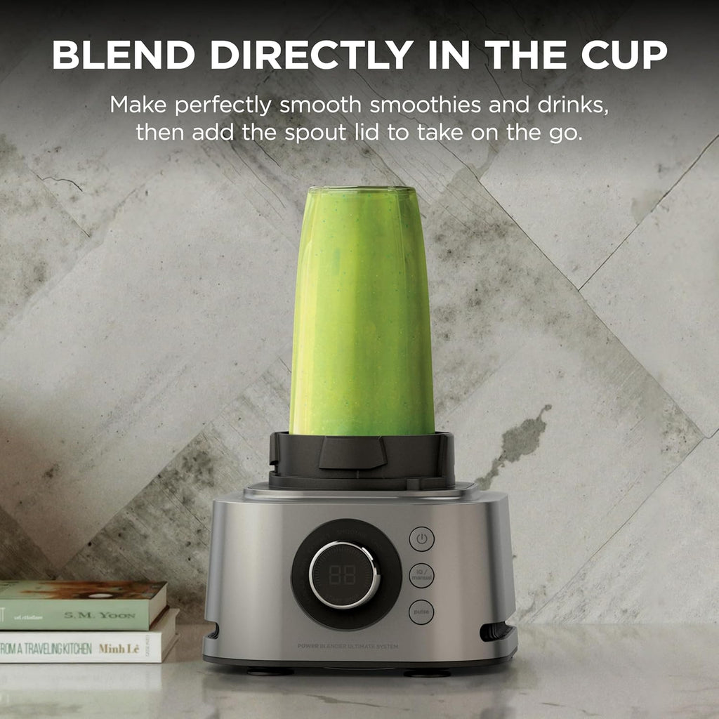 Ninja Blender & Food Processor Combo, Foodi Power Blender System for Smoothies, Bowls, Spreads & Shakes, 6 Functions, 72-oz Pitcher, To-Go Cups, Silver, SS401
