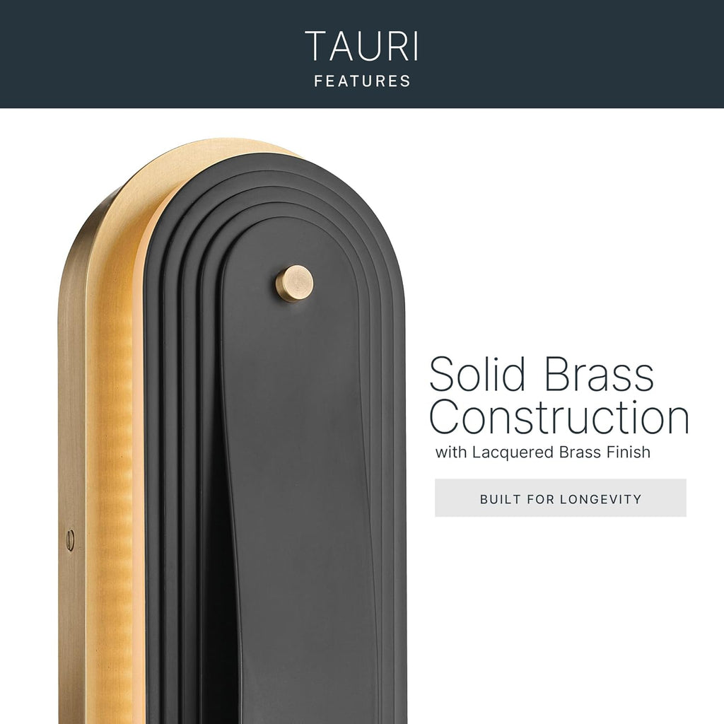Kichler Tauri 17.5 Inch Modern Medium LED Sconce Wall Light, in Lacquered Brass, Wall Mount Vertically or Horizontally, (17.5" H x 5.25" W), 52810LBRLED