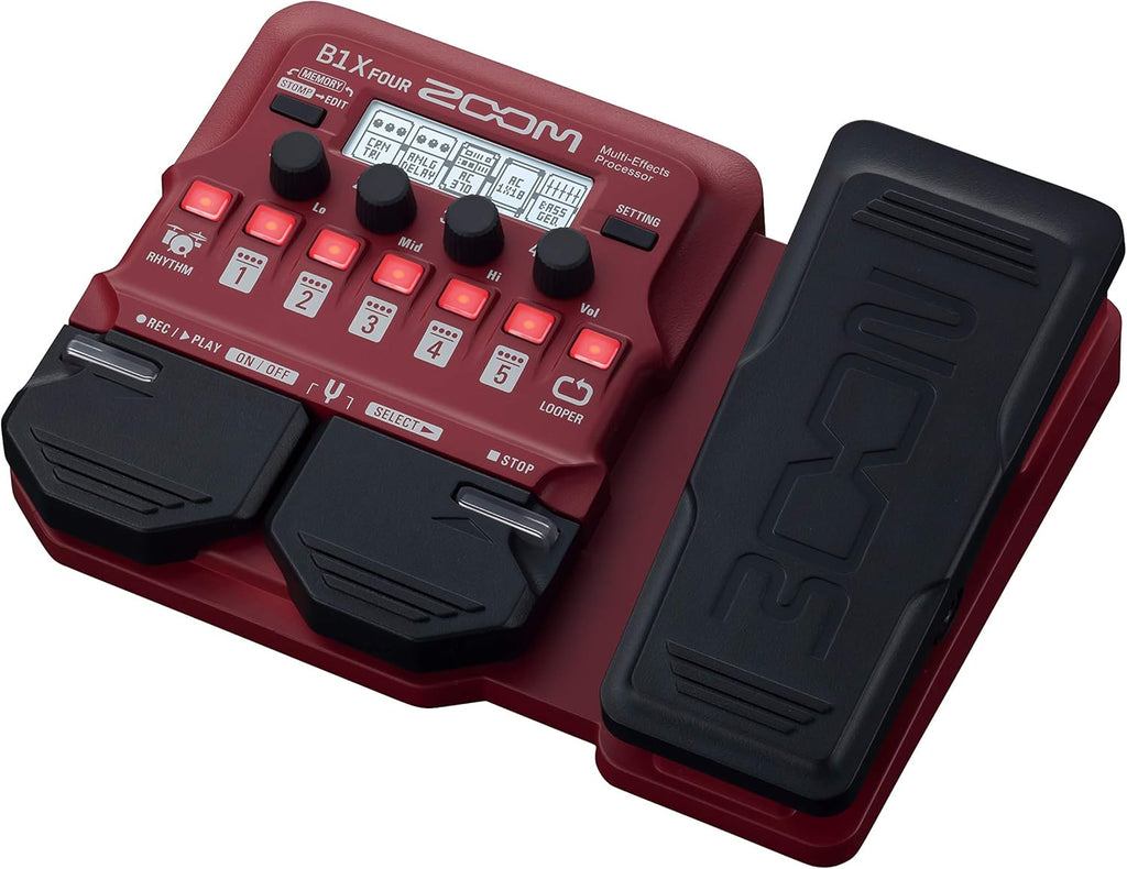 Zoom B1X FOUR Bass Multi-Effects Processor with Expression Pedal, 70+ Built-in Effects, Amp Modeling, Looper, Rhythm Section, Tuner, Battery Powered