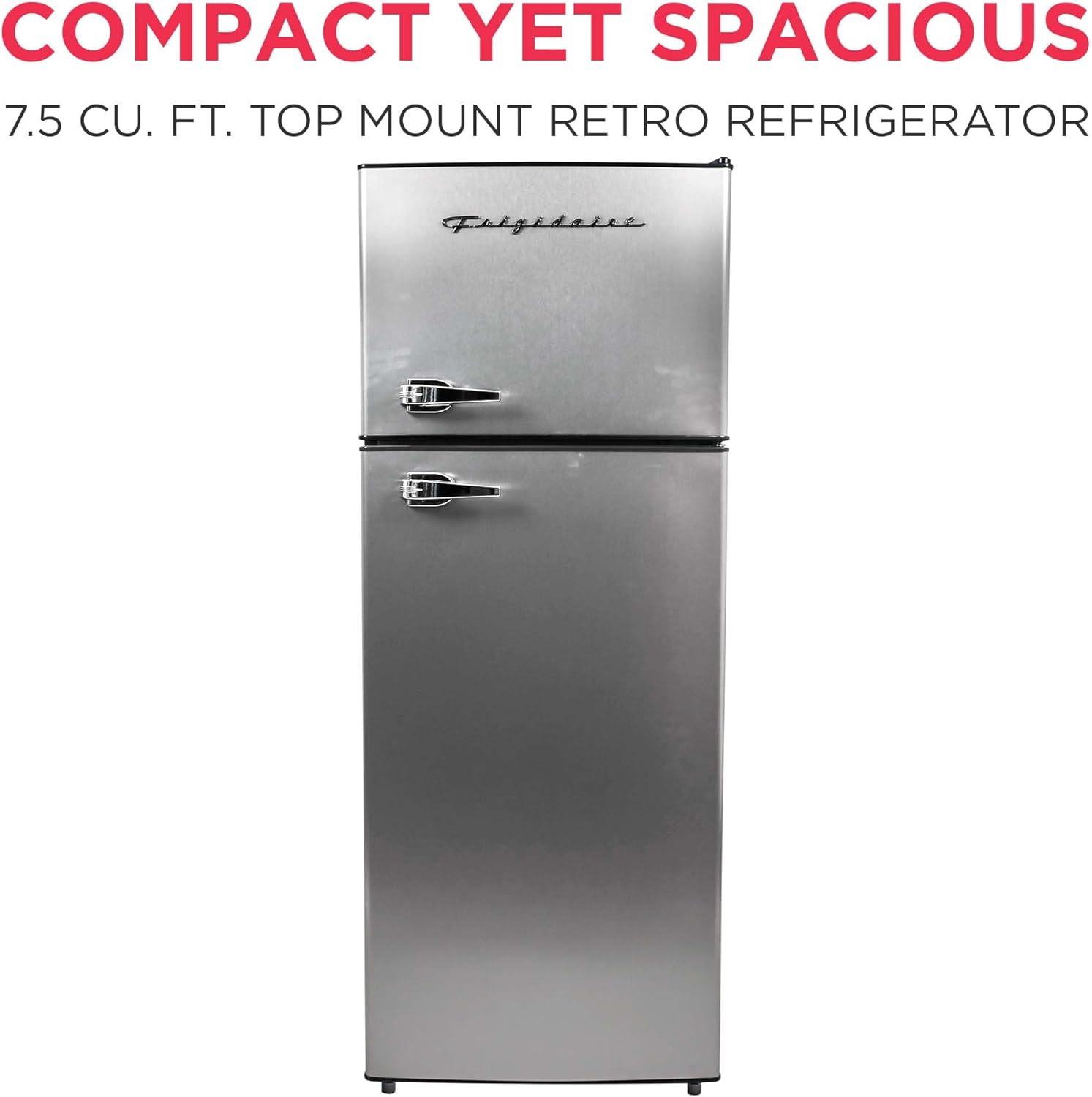 Frigidaire, 2 Door Apartment Size Refrigerator/Freezer Combo, 7.5 cu ft, Platinum Series, Stainless, 23" D x 21.5" W x 55.5" H