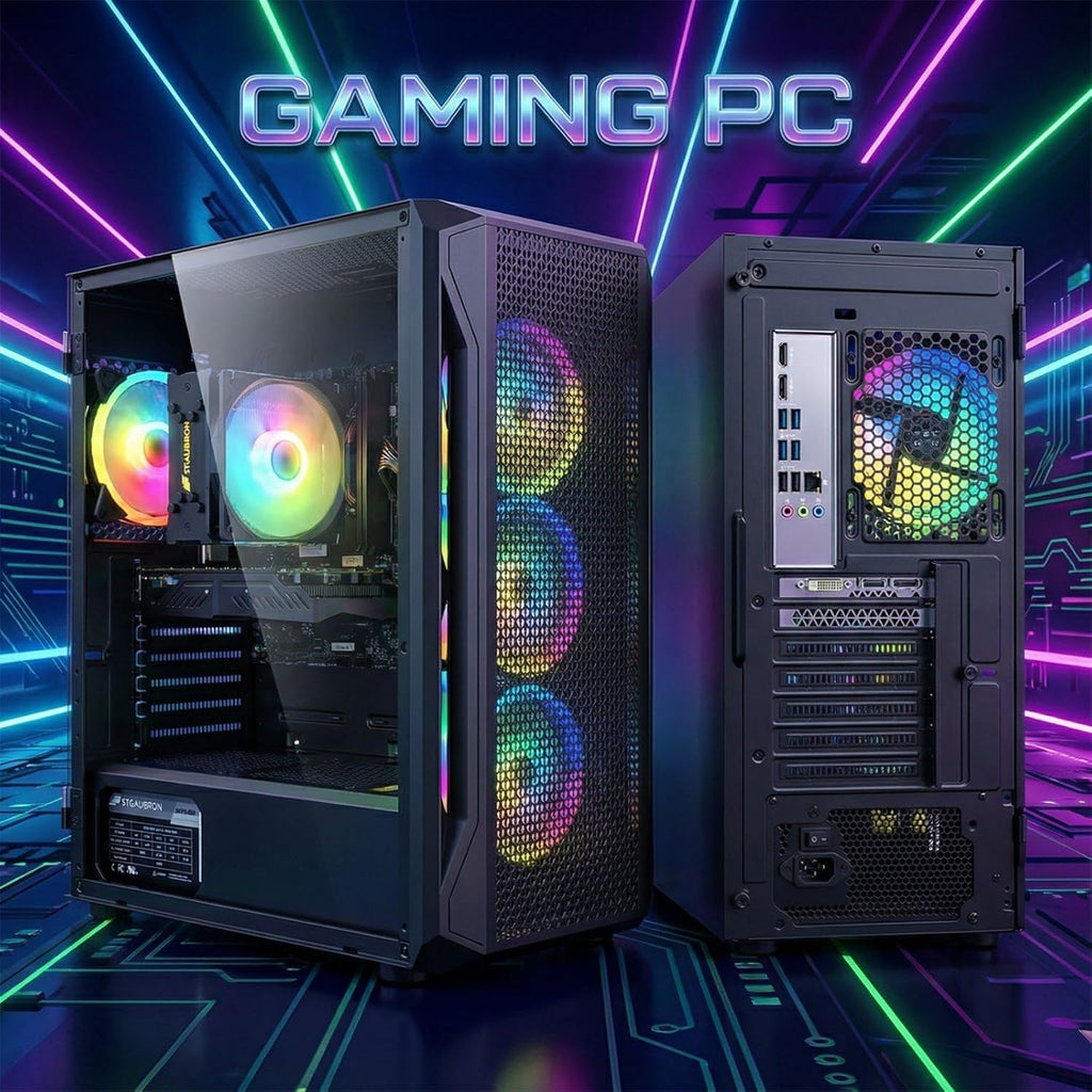 STGAubron Gaming PC Computer Desktop, Intel Core i7-12800HX up to 4.8GHz, GeForce RTX 3050 6G, 16G DDR5, 1TB SSD, WiFi 6, BT 5.2, RGB Fan x4, Windows 11 Home