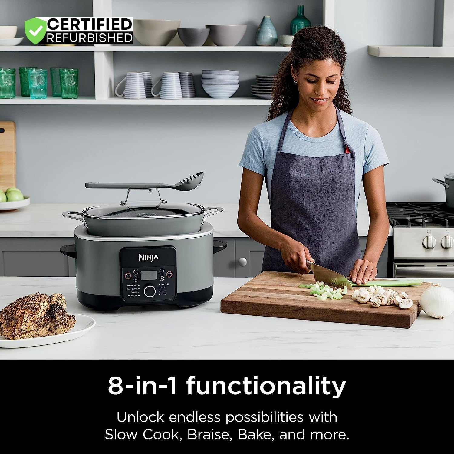 Ninja MC1001 Foodi Possible Slow Cooker PRO Multi-Cooker (Renewed) Bundle with 2 Year Enhanced Protection Pack