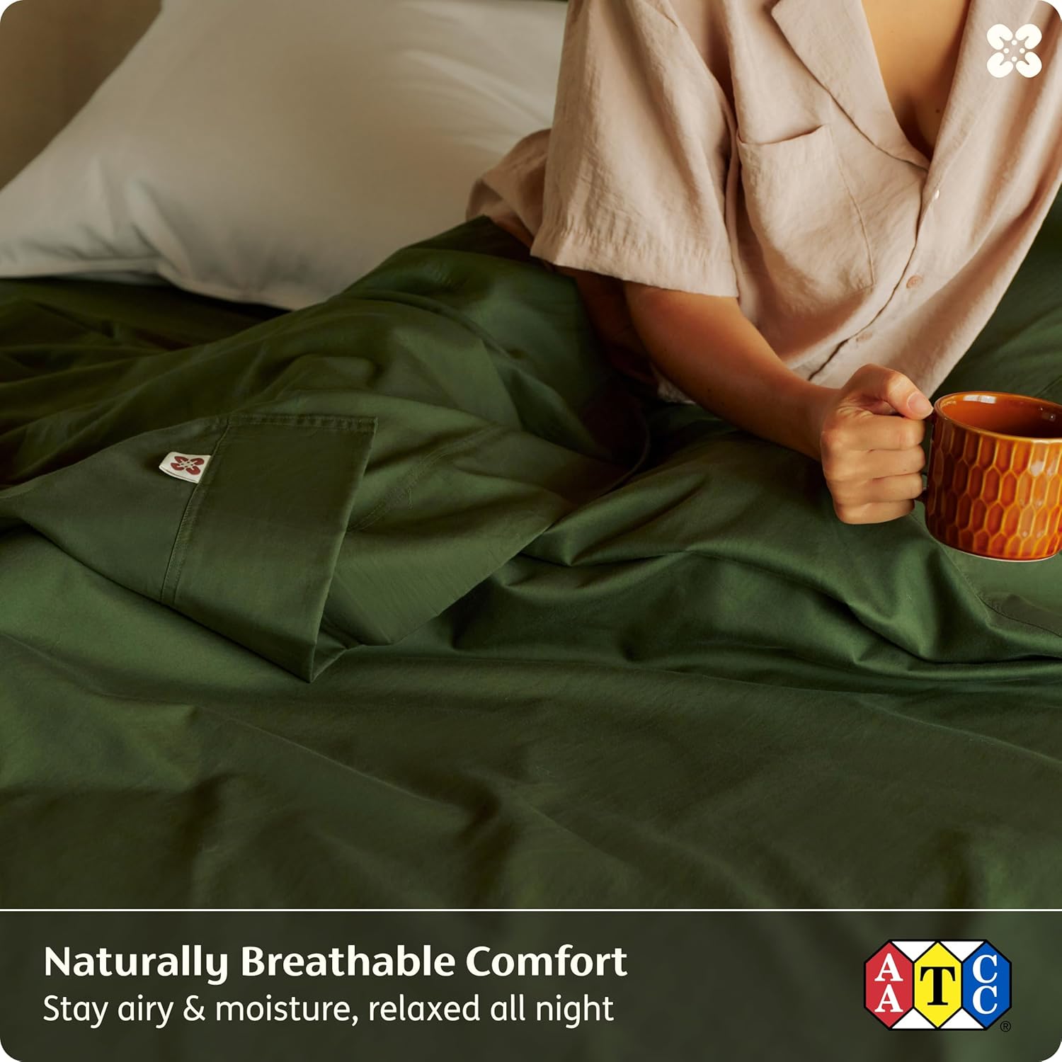 Bedsure 100% GOTS Certified Organic Cotton Sheets, King Size Sheets Set, 17" Deep Pocket Bedsheets with Corner Straps, Eco-Friendly, Soft & Luxury PureWoven Cotton Hotel Bedding, Olive Green