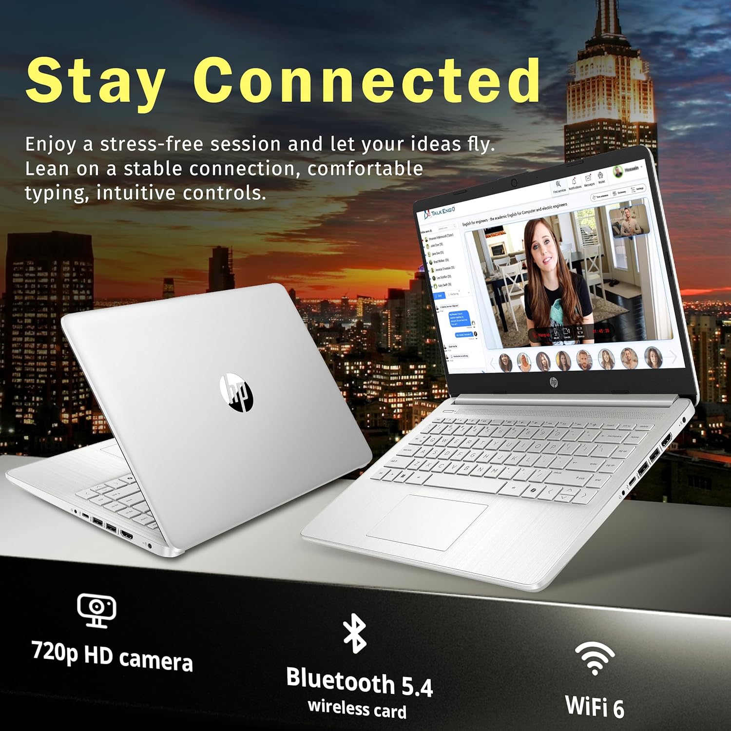 HP Stream 14" HD BrightView Laptop, Intel Celeron N4120, 16GB RAM, 288GB Storage (128GB UFS + 160GB Docking Station Set), Intel UHD Graphics, 720p Webcam, Wi-Fi, 1 Year Office 365, Win 11 S, Silver