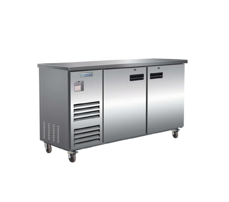 EMPURA 69" Back Bar Cooler Cabinet with Two-Swing Solid Doors | Commercial Refrigerator Fridge for Beverage Beer Soda | 20.8 Cu. Ft. | 69"W x 27.63"D x 42.5"H, Stainless Steel Exterior Finish, 115V