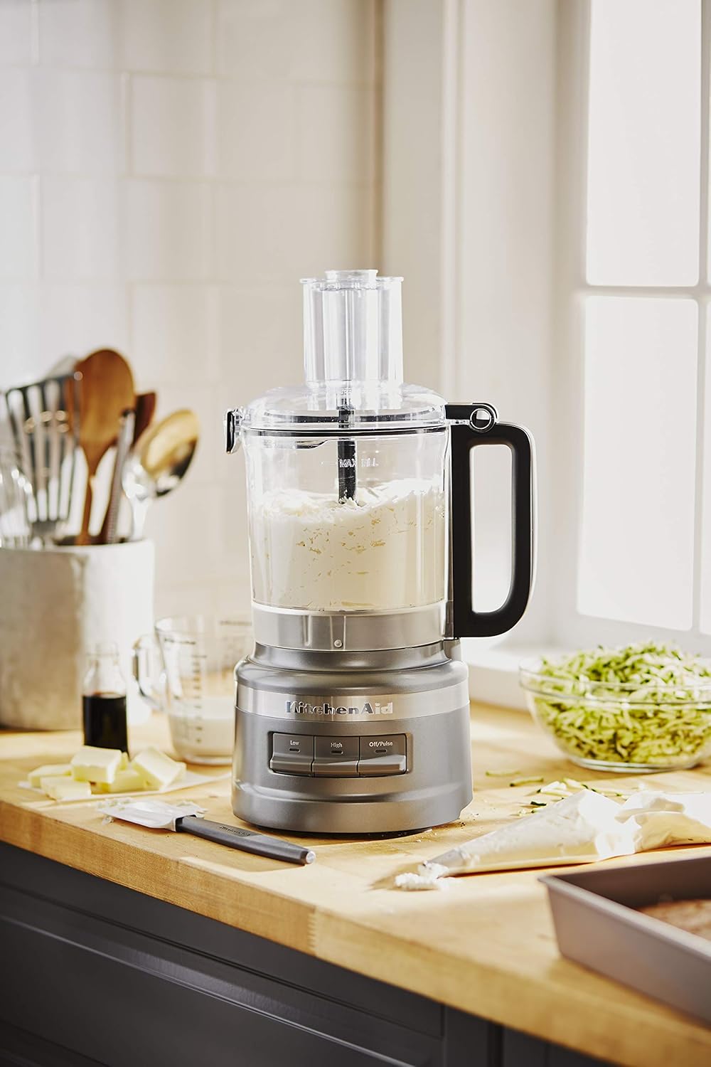 KitchenAid KFP0919CU 9 Cup Plus Food Processor, Contour Silver (Renewed)