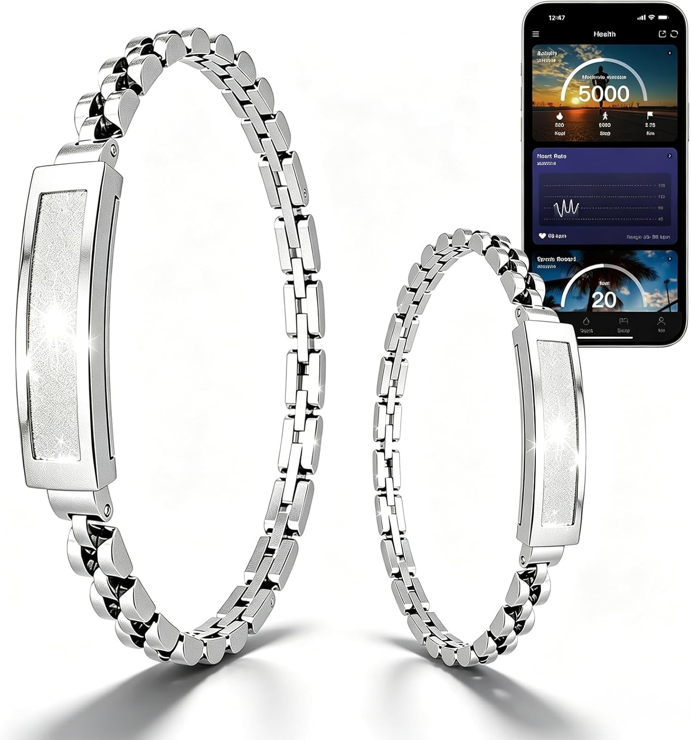 Renea Men & Women Smart Bracelet, Fitness Tracker/Wristband, All-Day Sleep Monitoring, Multiple Sports Modes, Long Battery Life, Easy Mobile Control, Free Android & iOS Apps (Silver)