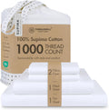 Threadmill 100% American Supima Cotton Sheets King Size - 1000 Thread Count, 4Pc King Size Sheet Set, Smooth Sateen Sheet, Ultra Luxury Bed Sheet, 17" Deep Pocket King Sheet Set - White Sheets