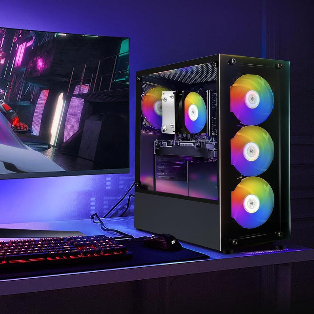 STGAubron Gaming PC Desktop Computer, AMD Ryzen 5 2600 up to 3.9G, GeForce RTX 2060 6G, 16G DDR4, 512G SSD, 600M WiFi, BT 5.0, RGB Fan x4, Windows 11 Home
