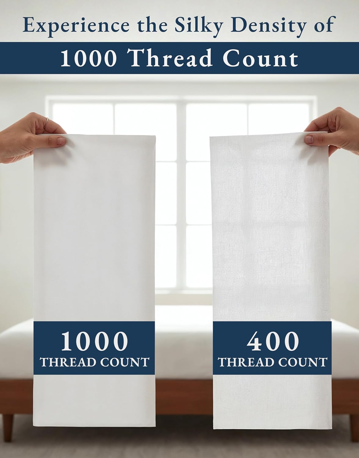 100% Egyptian Cotton Sheets King Size - 1000 Thread Count Silky Sateen King Size Sheets Set, Naturally Cooling & Breathable, Ultra-Soft Hotel Luxury Sheets with 15" Snug Fit Deep Pockets - White