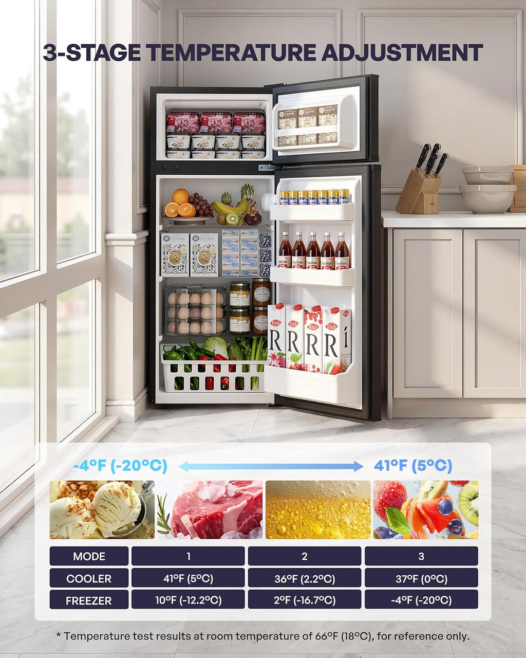 Icyglee 4.5 Cu.Ft Mini Fridge with Freezer, 2 Doors Small Fridge with Adjustable Thermostat & Removable Glass Shelves, Small Refrigerator for Kitchen Office Dorm, Quiet Operation, Black