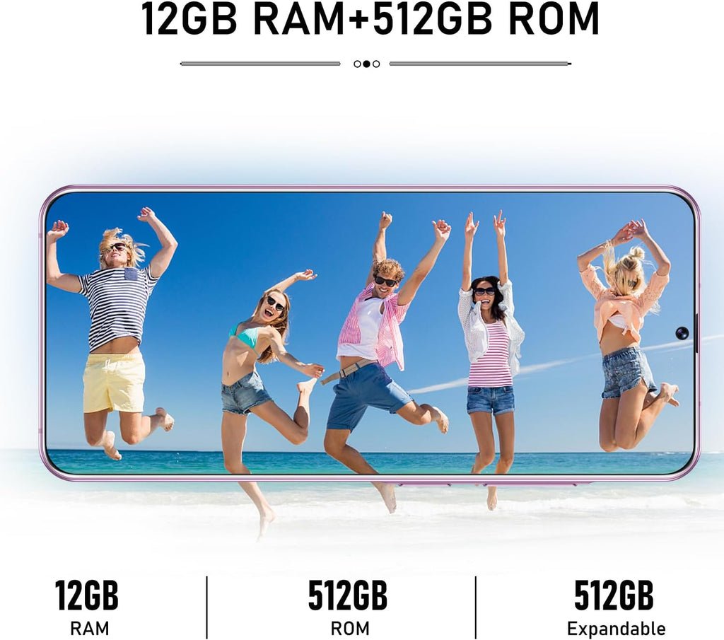 I25 Ultra Unlocked Smartphone, 12GB RAM 512GB ROM, HD Display, 48MP+108MP Camera, Android 15, 6800mAh Battery, 5G Dual SIM, Octa-Core Snapdragon 8 Gen3 (Pink)