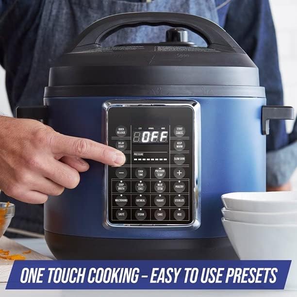 16-in-1 Nonstick 6 Quart Pressure Cooker, Slow Cooker, and More, One Touch Cooking, The Smart Release Feature Automatically Customizes Pressure, Suitable for Dining Room, Kitchen Etc, Blue