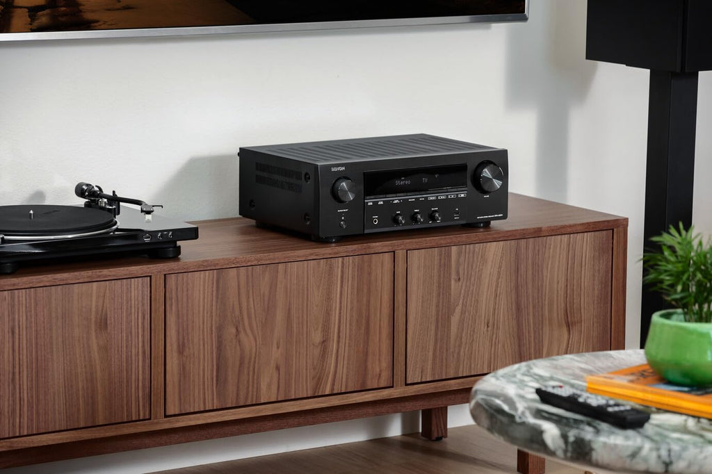 Denon Receiver DRA-900H - 2-Channel Stereo Receivers for Home - 100W/Ch. Hi-Fi Amplification, Built-in HEOS, HDCP 2.3 Processing with ARC/eARC Support, Dolby Vision, HLG, Dynamic HDR
