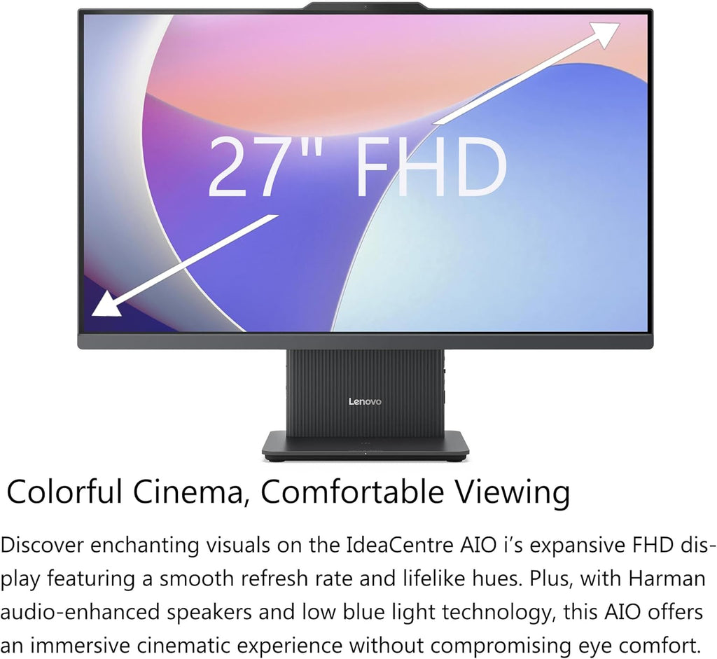Lenovo IdeaCentre 27" All-in-One Desktop PC, Intel Core i7-13620H 10-Core 4.9GHz, 8GB DDR5 RAM, 512GB PCIe SSD, 5MP Webcam, Harman Audio, WiFi 6, Windows 11 Pro, Luna Grey AIO 27