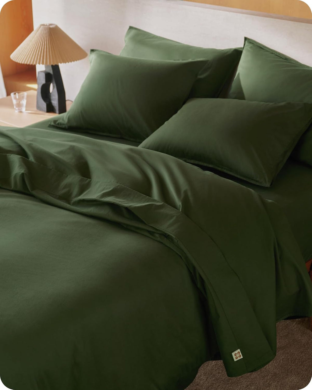 Bedsure 100% GOTS Certified Organic Cotton Sheets, King Size Sheets Set, 17" Deep Pocket Bedsheets with Corner Straps, Eco-Friendly, Soft & Luxury PureWoven Cotton Hotel Bedding, Olive Green