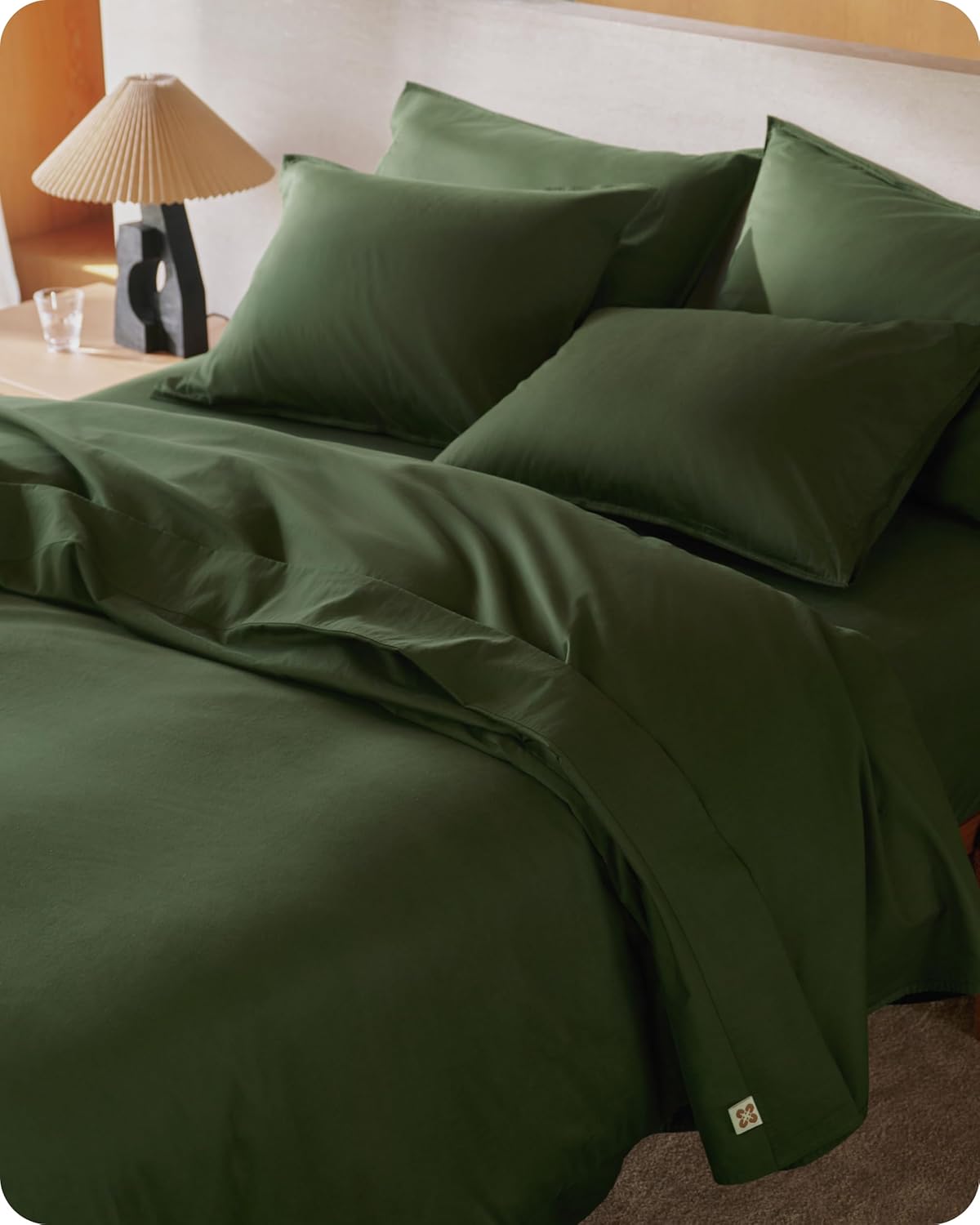 Bedsure 100% GOTS Certified Organic Cotton Sheets, King Size Sheets Set, 17" Deep Pocket Bedsheets with Corner Straps, Eco-Friendly, Soft & Luxury PureWoven Cotton Hotel Bedding, Olive Green
