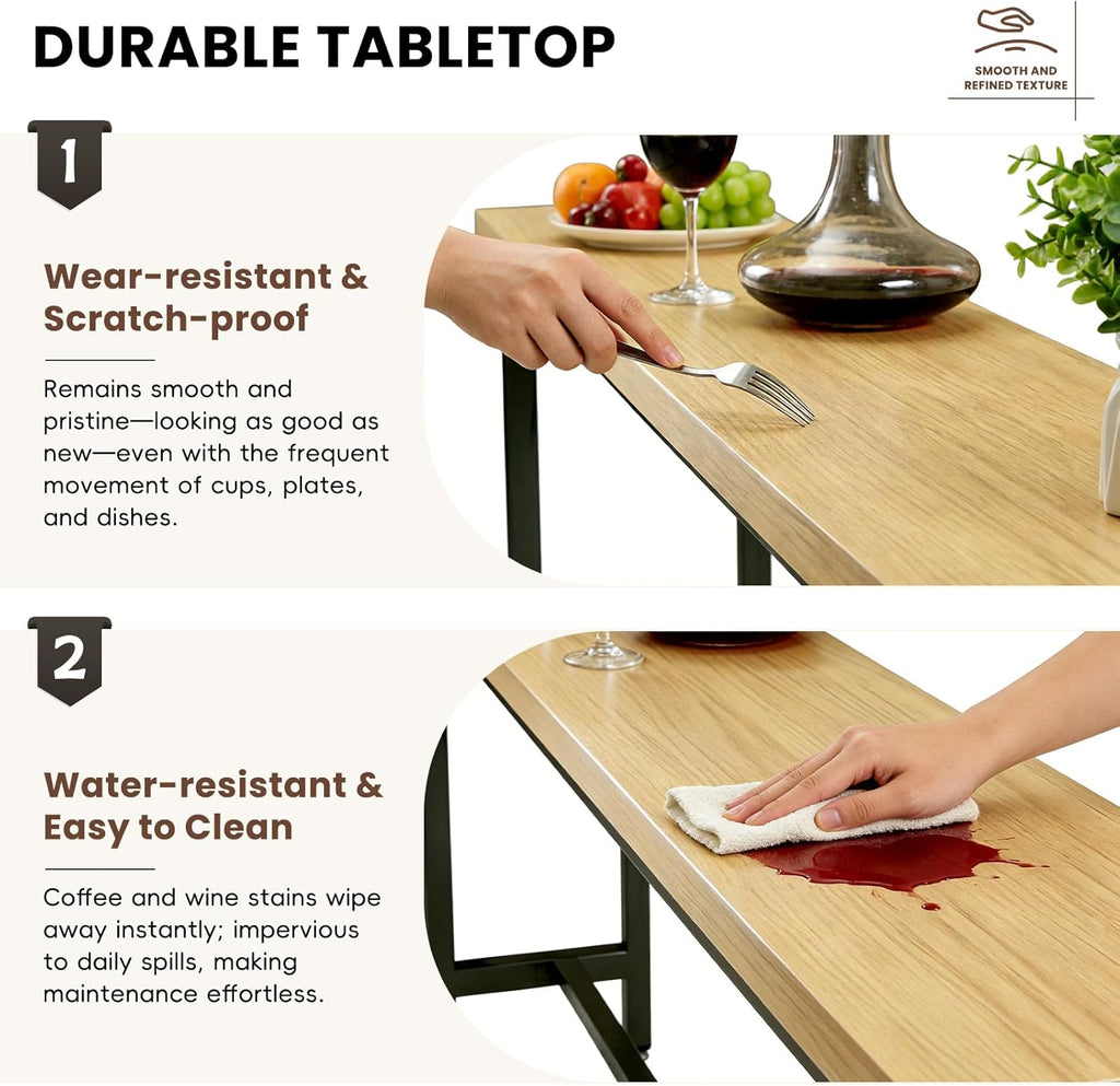 Bar Table Industrial Kitchen Dining Counter Height Table Rectangular High Top Pub Table with Sturdy Metal Legs for Small Space Living Room Coffee Shop
