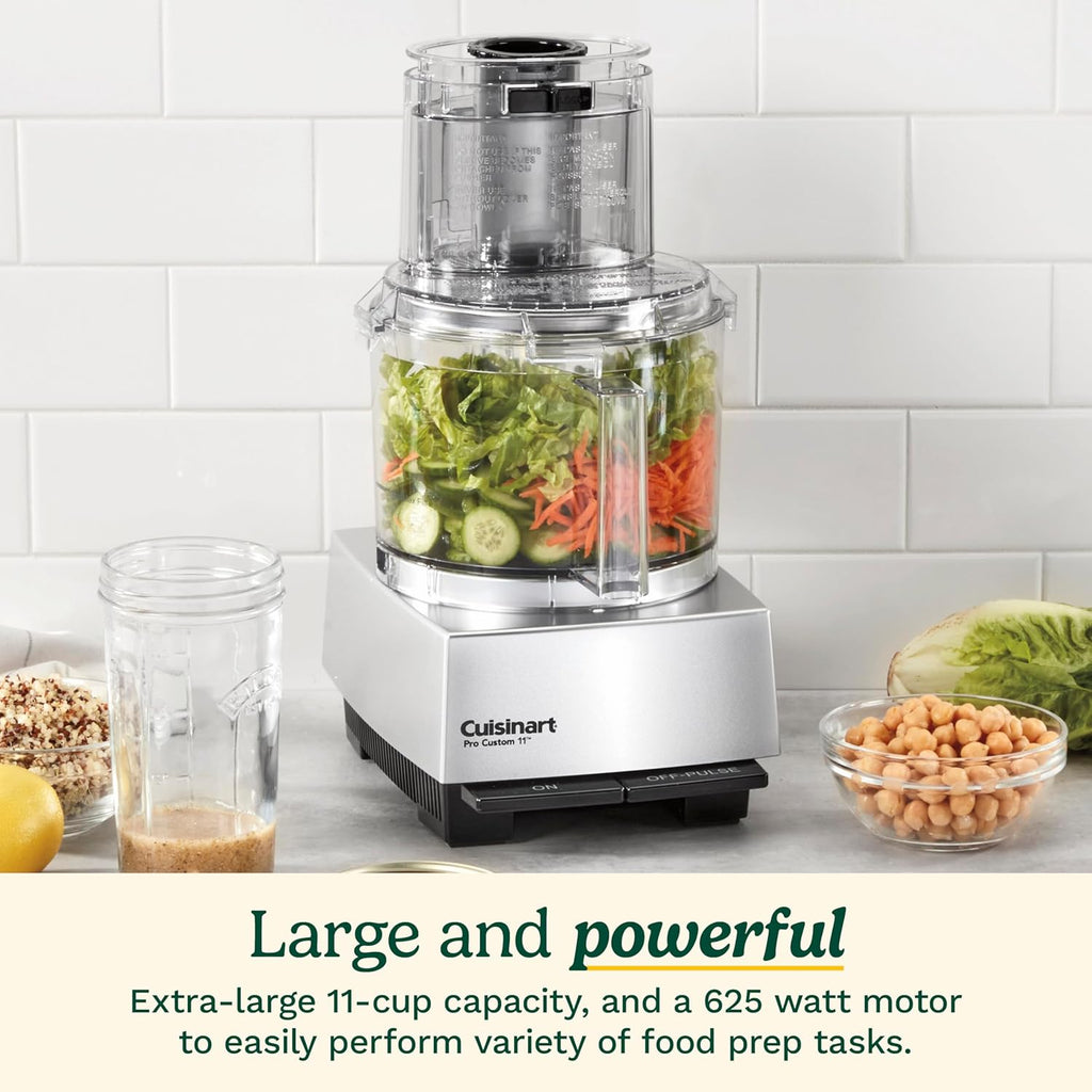 Cuisinart Food Processor, Dishwasher Safe 11-Cup Food Processor with Slicing & Shredding Discs, Cuisinart Pro Custom 11 Stainless Steel Electric Chopper & Kitchen Food Processor, Chrome, DLC-8SBCYP1