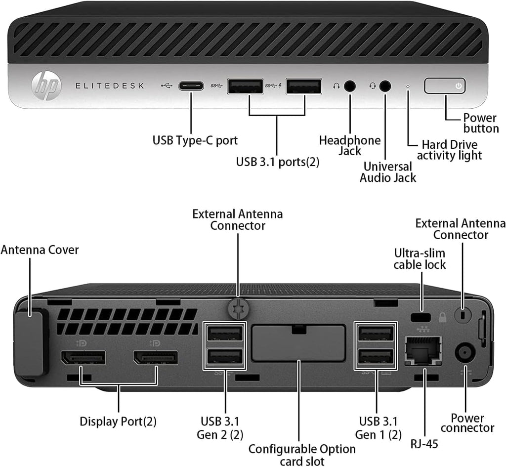 HP EliteDesk 800 G5 Mini PC Desktop Computer, 9th Gen Intel Core i5-9500T, 8GB DDR4 RAM, 256GB SSD, Keyboard & Mouse, 4K Support, WiFi, Windows 11 Pro (Renewed)