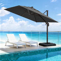 10' X 10' Patio Umbrella Cantilever Outdoor Rectangle Umbrella with Base Included, Heavy Duty 360°Rotation Offset Umbrella for Garden Deck Pool Patio, Grey