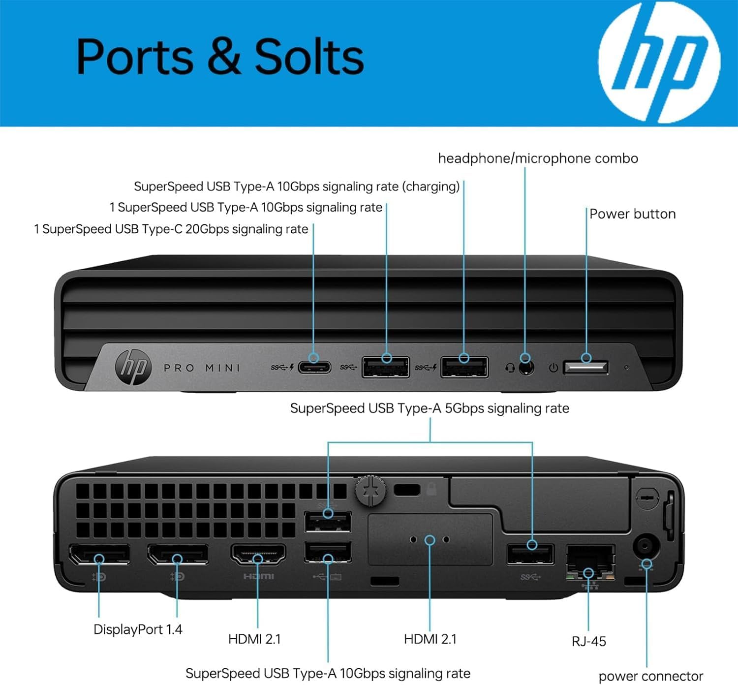 HP Pro Mini 400 G9 Desktop Computer, Intel Celeron G6900T Processor, 16GB DDR5, 512GB SSD, 3-Monitor Ports (2X DisplayPort + HDMI), WiFi 6E, RJ-45, USB-C, Wired Keyboard& Mouse, Windows 11 Pro