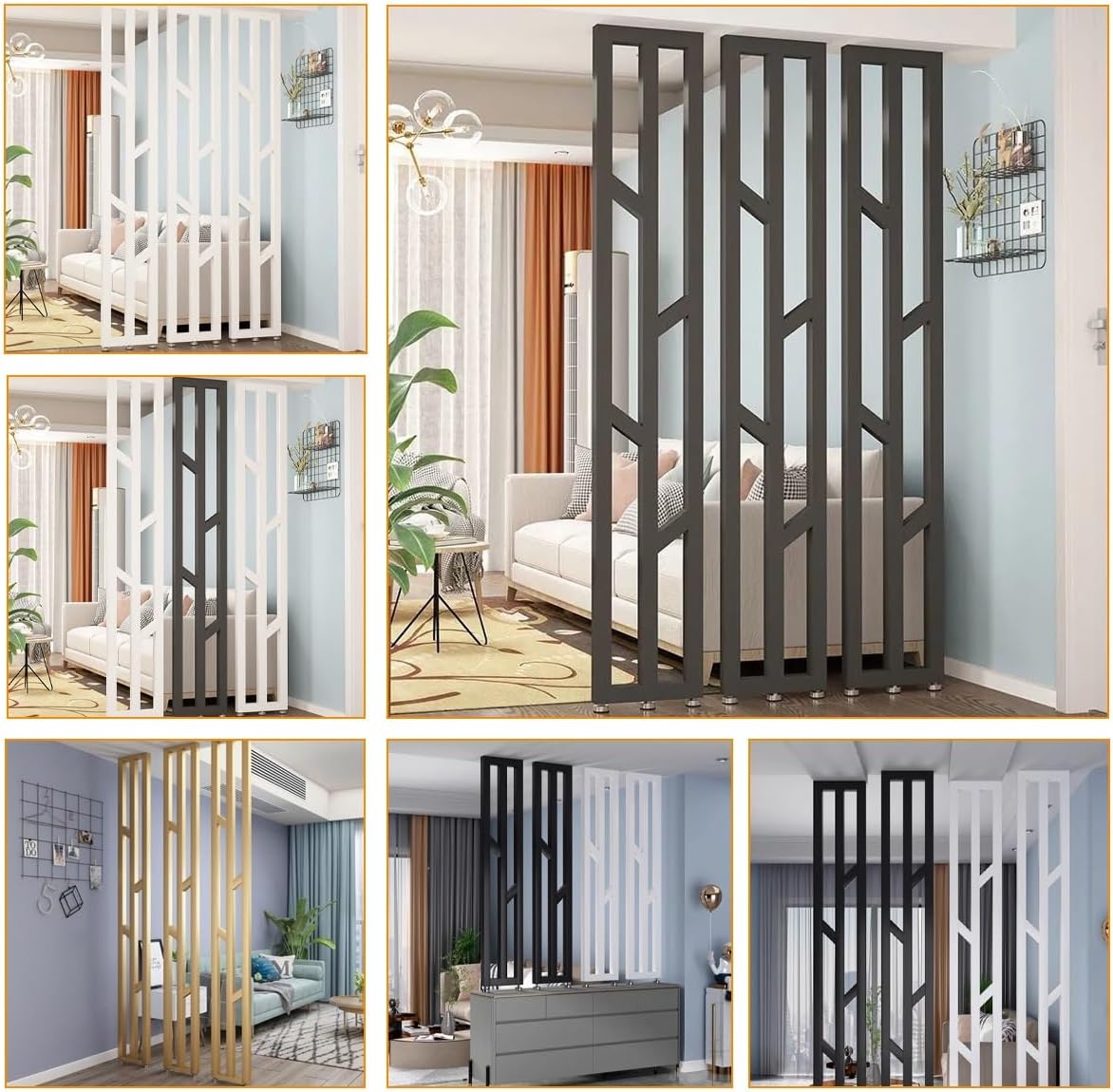 Tall Room Screens Partition Column, 1pc Metal Wall Partition Post Room Dividers, Privacy Screens Room Partition Post with Adjustable Feet for Home, Teahouse, Coffee Shop(Black,H95cm/37.4in)
