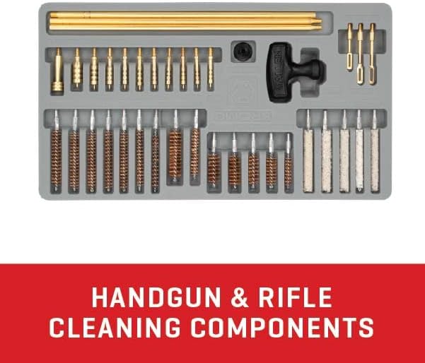 Allen Company Krome Universal Gun Cleaning Kit - Handgun, Rifle, and Shotgun Cleaner - 66-Piece - Gun Accessories for Men and Women,Black/Red